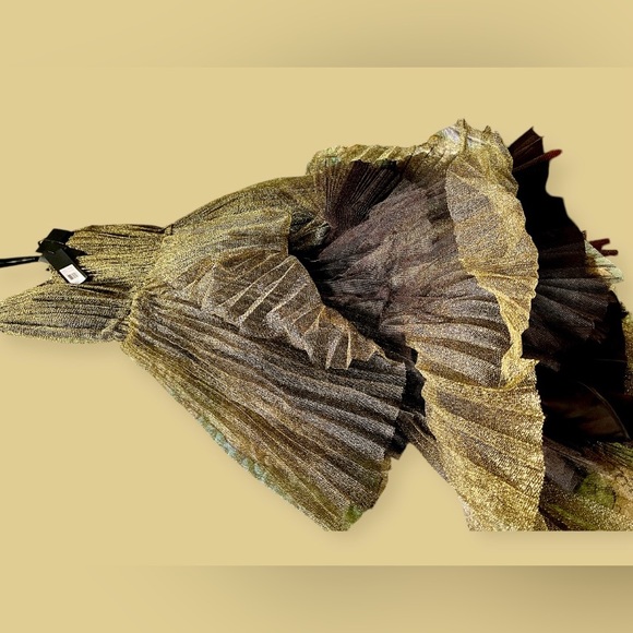 Marc byMarcJacobs NWT$1298. Retail Metallic Gold Dress Fit & Flare La… - Picture 10 of 17